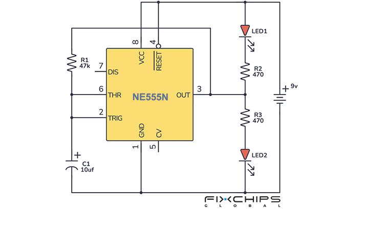 NE555N Timer - Structure, Pinout, Modes and Uses